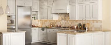 Modern kitchen with white cabinets
